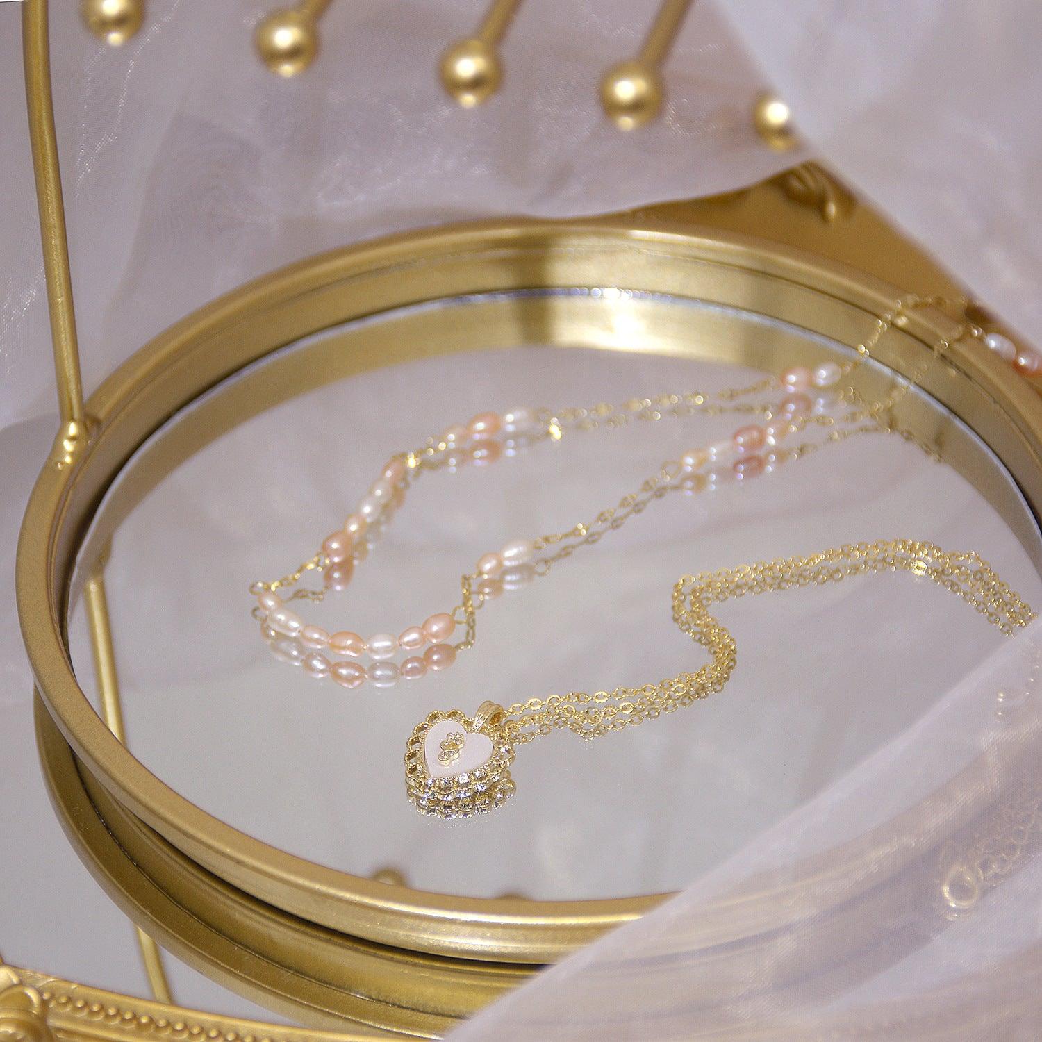 Vintage Herz Halskette Set