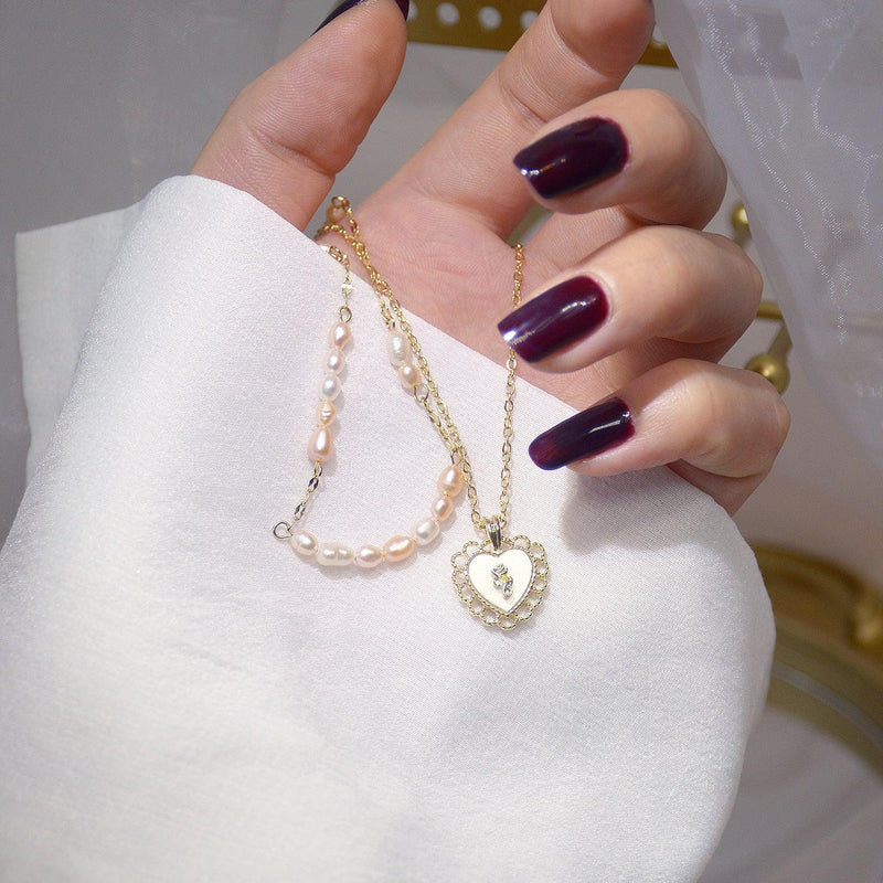 Vintage Herz Halskette Set