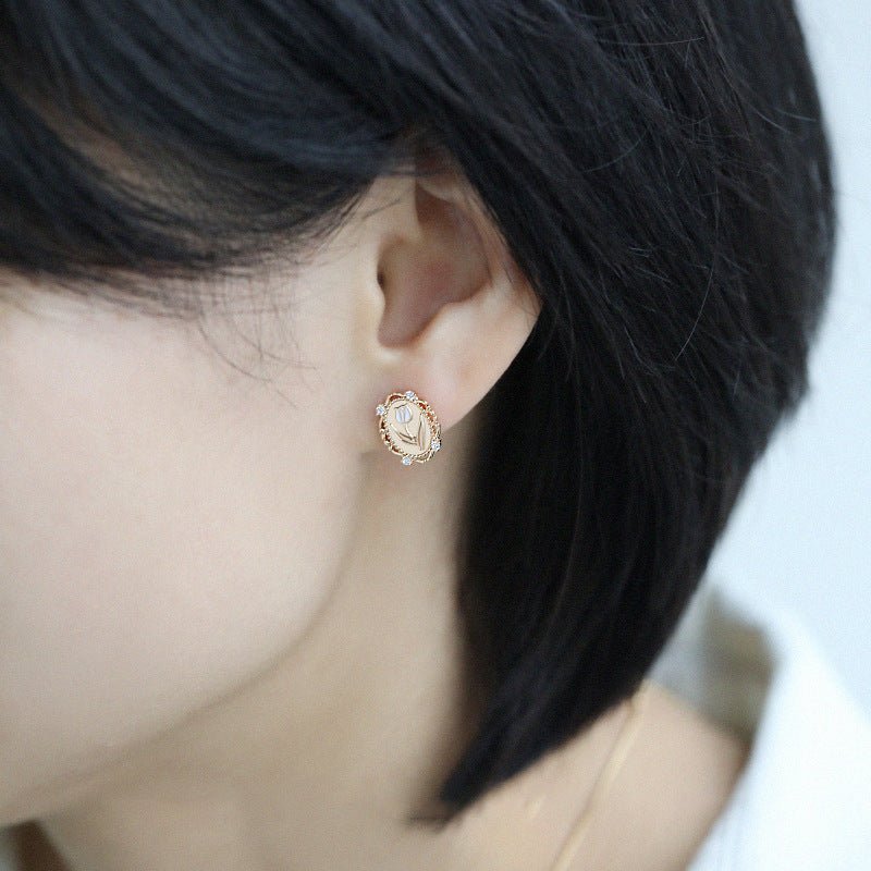 Vintage Tulpenohrringe (massives Silber)