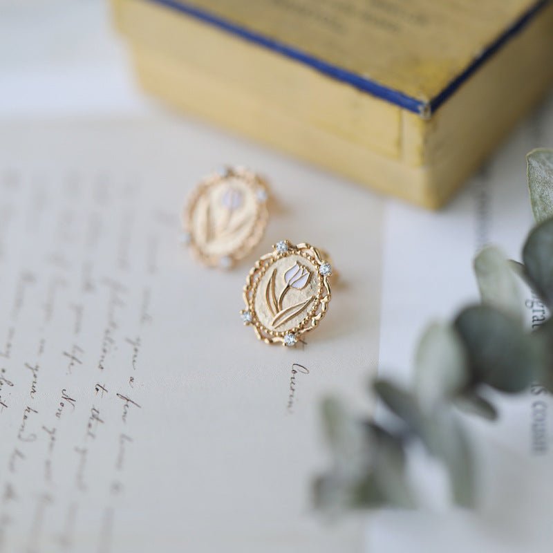 Vintage Tulpenohrringe (massives Silber)