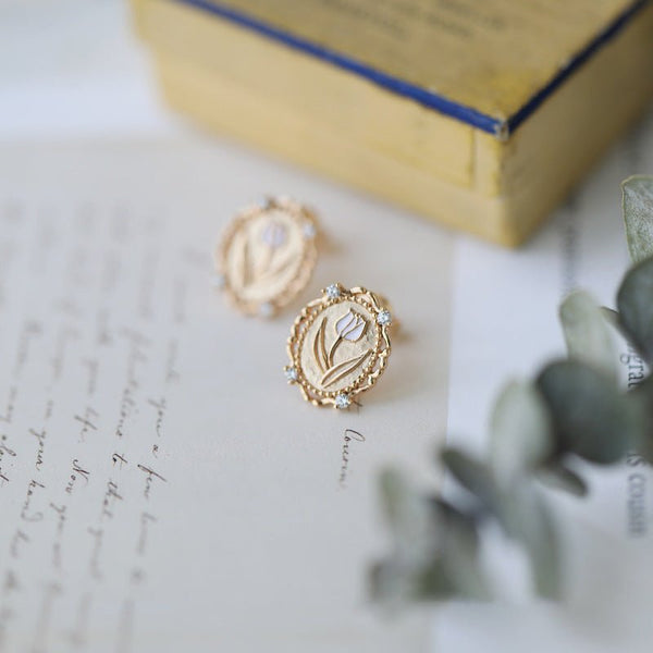 Vintage Tulpenohrringe (massives Silber)