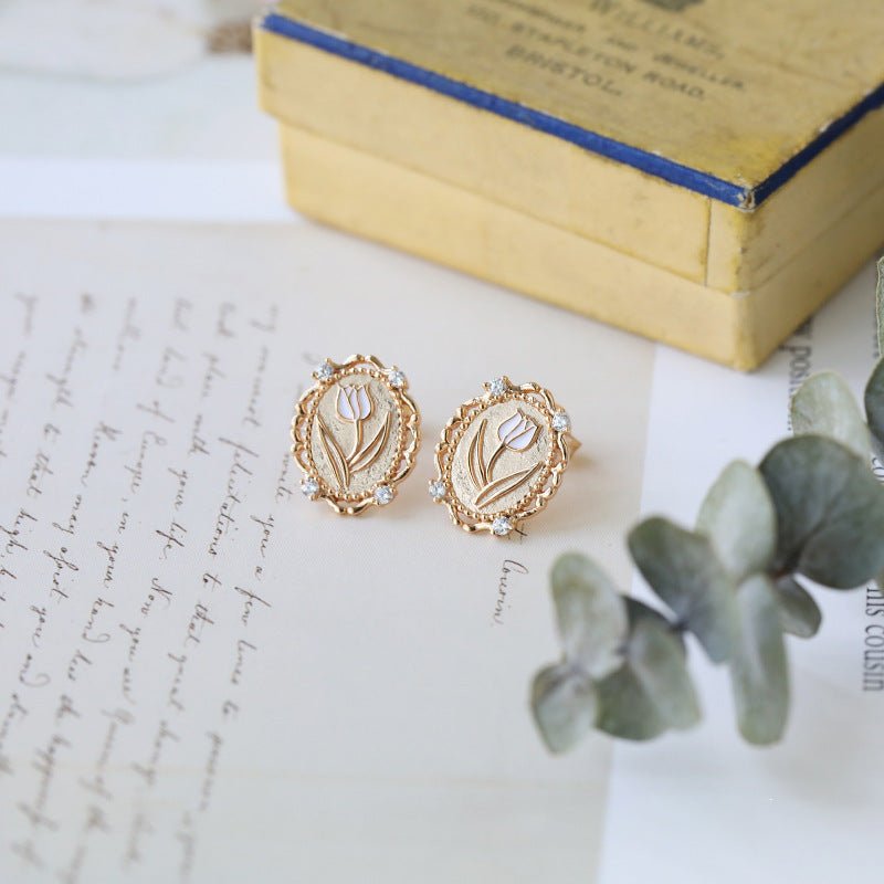 Vintage Tulpenohrringe (massives Silber)