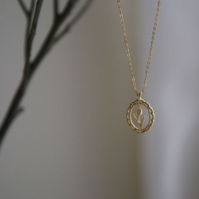 Vintage-Tulpenhalskette (massives Silber)