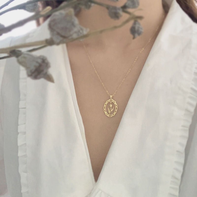 Vintage-Tulpenhalskette (massives Silber)