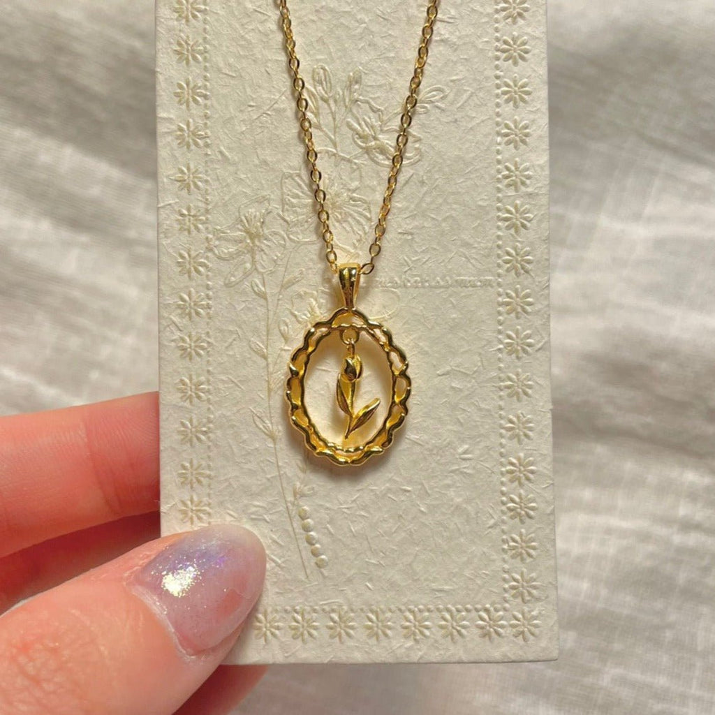 Vintage-Tulpenhalskette (massives Silber)