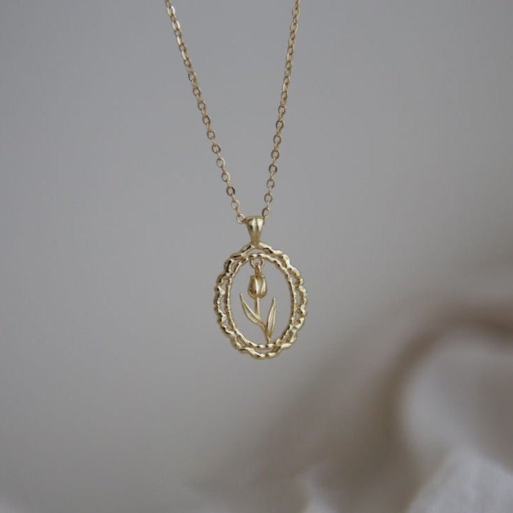 Vintage-Tulpenhalskette (massives Silber)