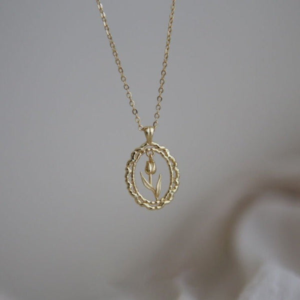 Vintage-Tulpenhalskette (massives Silber)