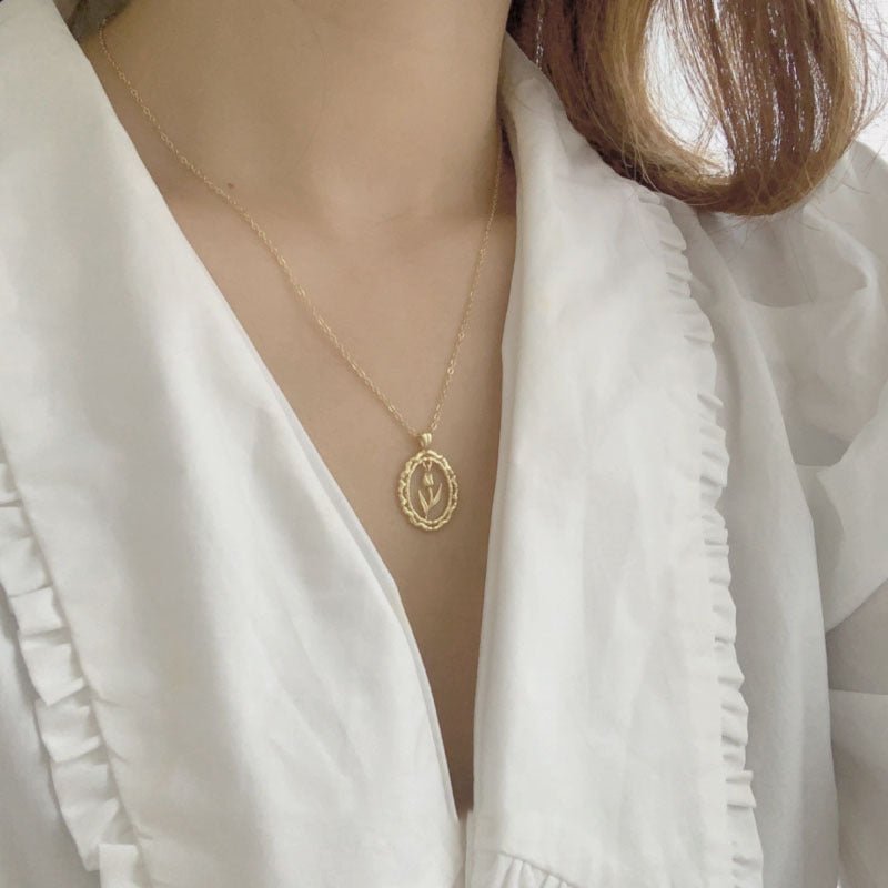 Vintage-Tulpenhalskette (massives Silber)