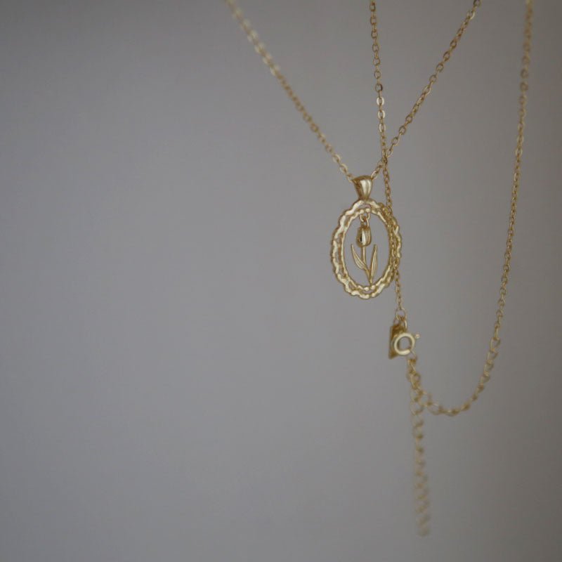 Vintage-Tulpenhalskette (massives Silber)