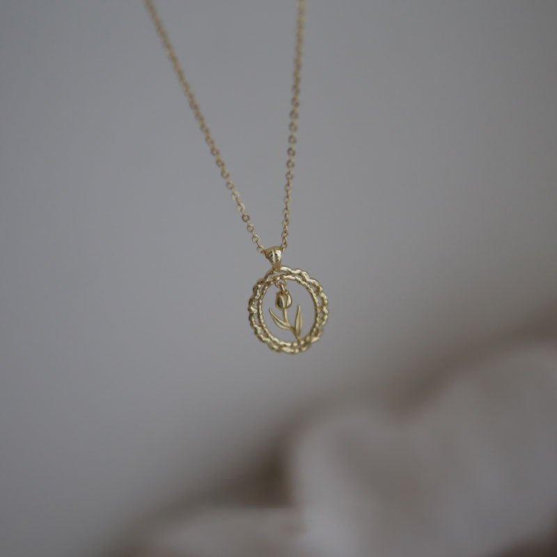 Vintage-Tulpenhalskette (massives Silber)