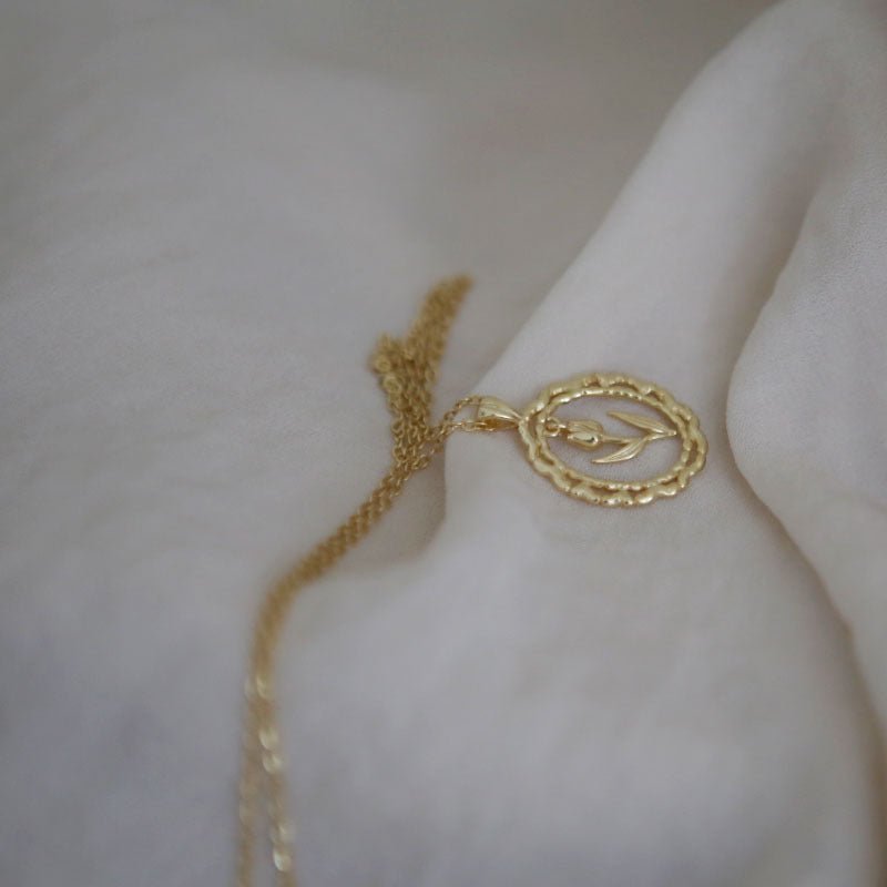 Vintage-Tulpenhalskette (massives Silber)