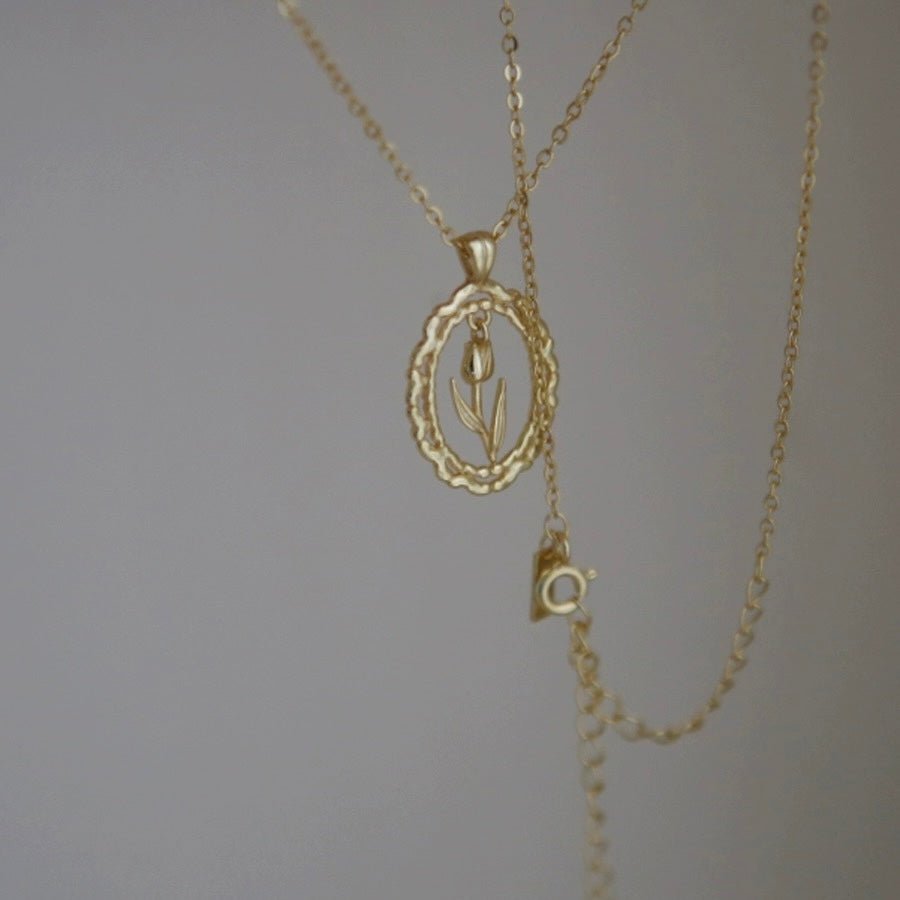 Vintage-Tulpenhalskette (massives Silber)