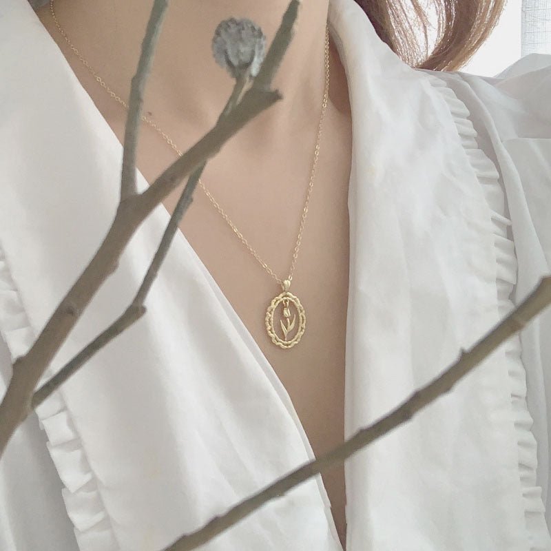 Vintage-Tulpenhalskette (massives Silber)