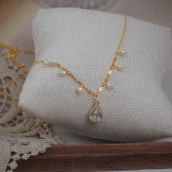 Wassertropfen-Halskette (massives Silber)