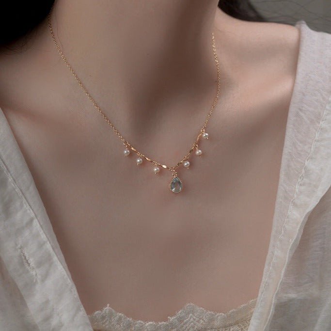 Wassertropfen-Halskette (massives Silber)