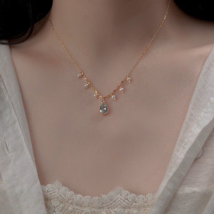 Wassertropfen-Halskette (massives Silber)