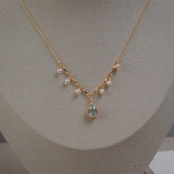 Wassertropfen-Halskette (massives Silber)