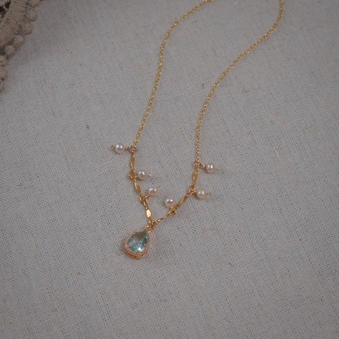 Wassertropfen-Halskette (massives Silber)