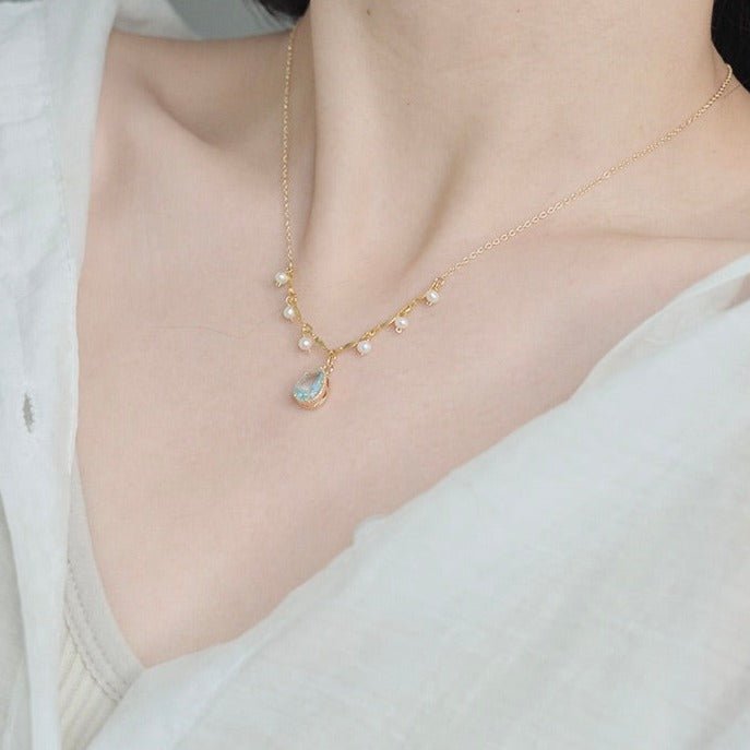 Wassertropfen-Halskette (massives Silber)