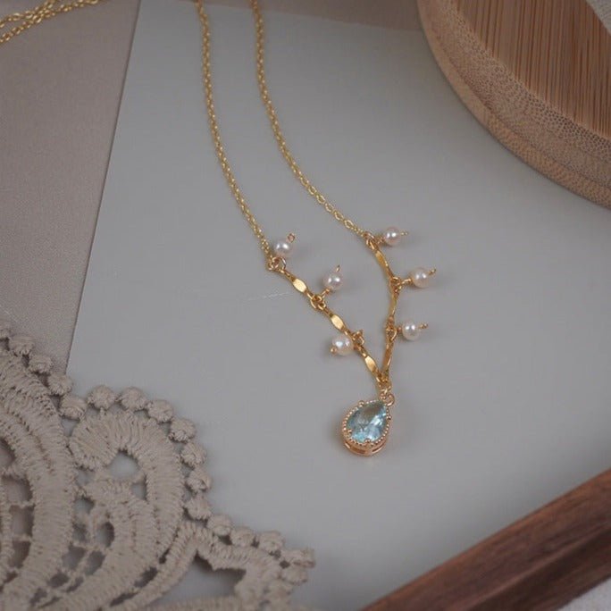 Wassertropfen-Halskette (massives Silber)