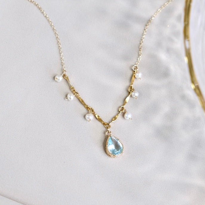 Wassertropfen-Halskette (massives Silber)