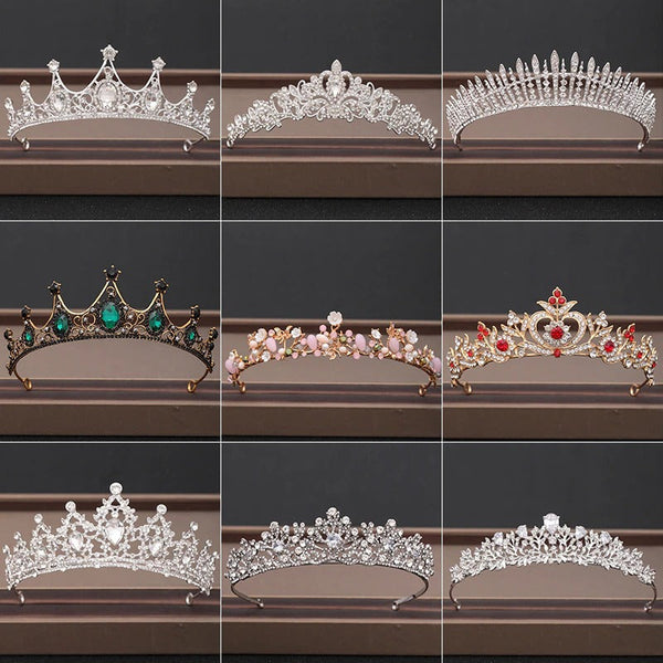 Haarschmuck-Kollektion mit Krone und Tiara im Barock-Stil aus Strasssteinen und Kristallen