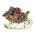 Vintage Strass Weihnachtsschlitten Geschenke Broschen