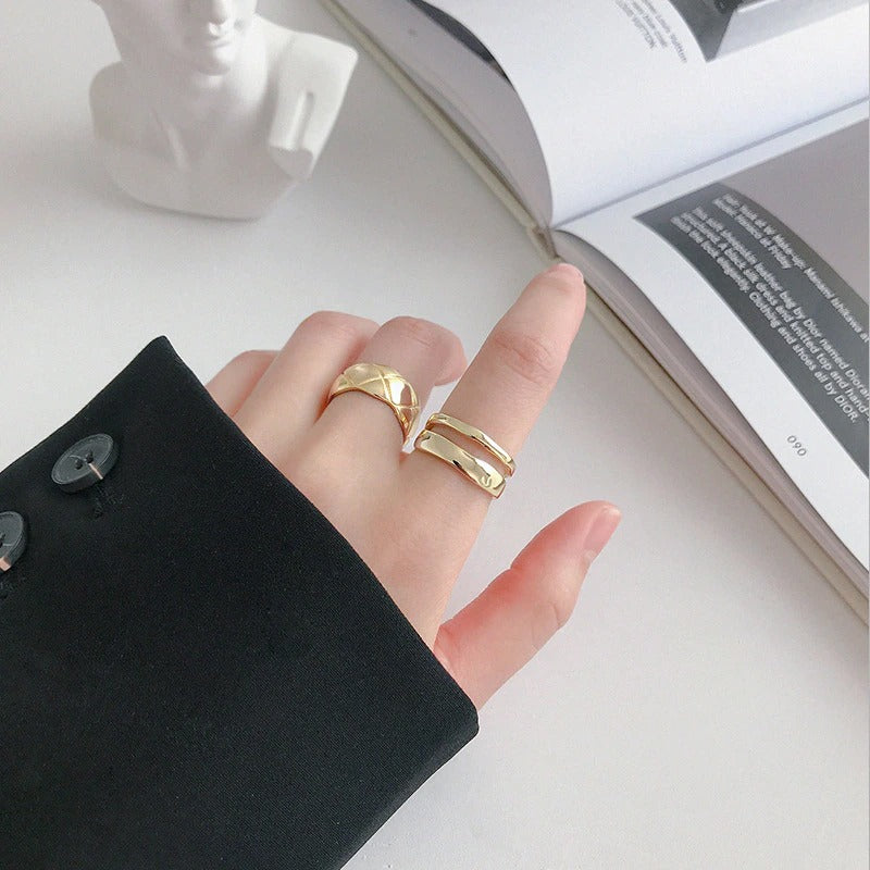 Minimalistischer handgefertigter Schmuck - Verstellbare geometrische Ringe