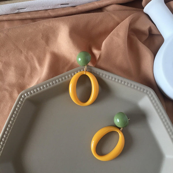 [Ausverkauf] Gelbe Geometrie Ohrringe