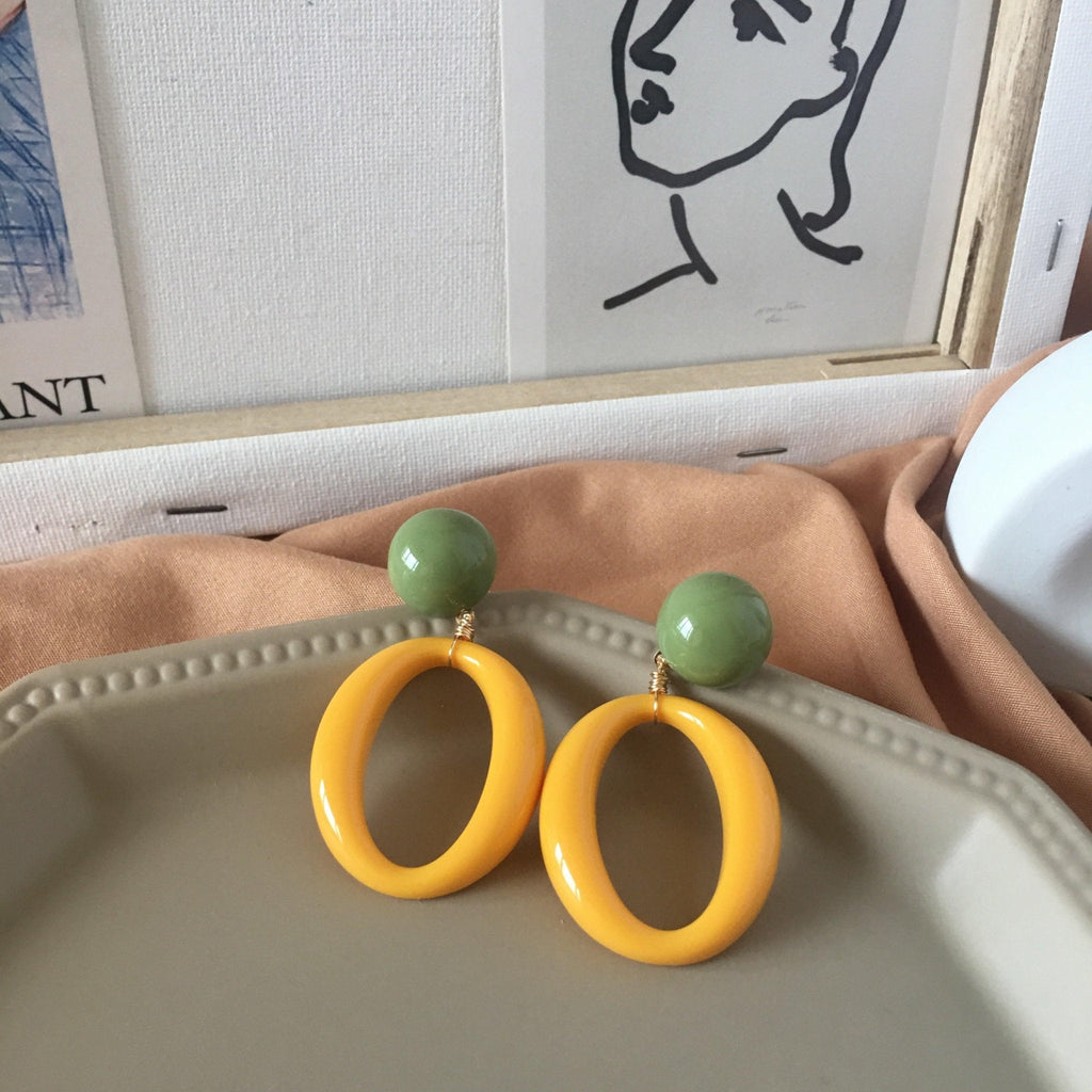 [Ausverkauf] Gelbe Geometrie Ohrringe