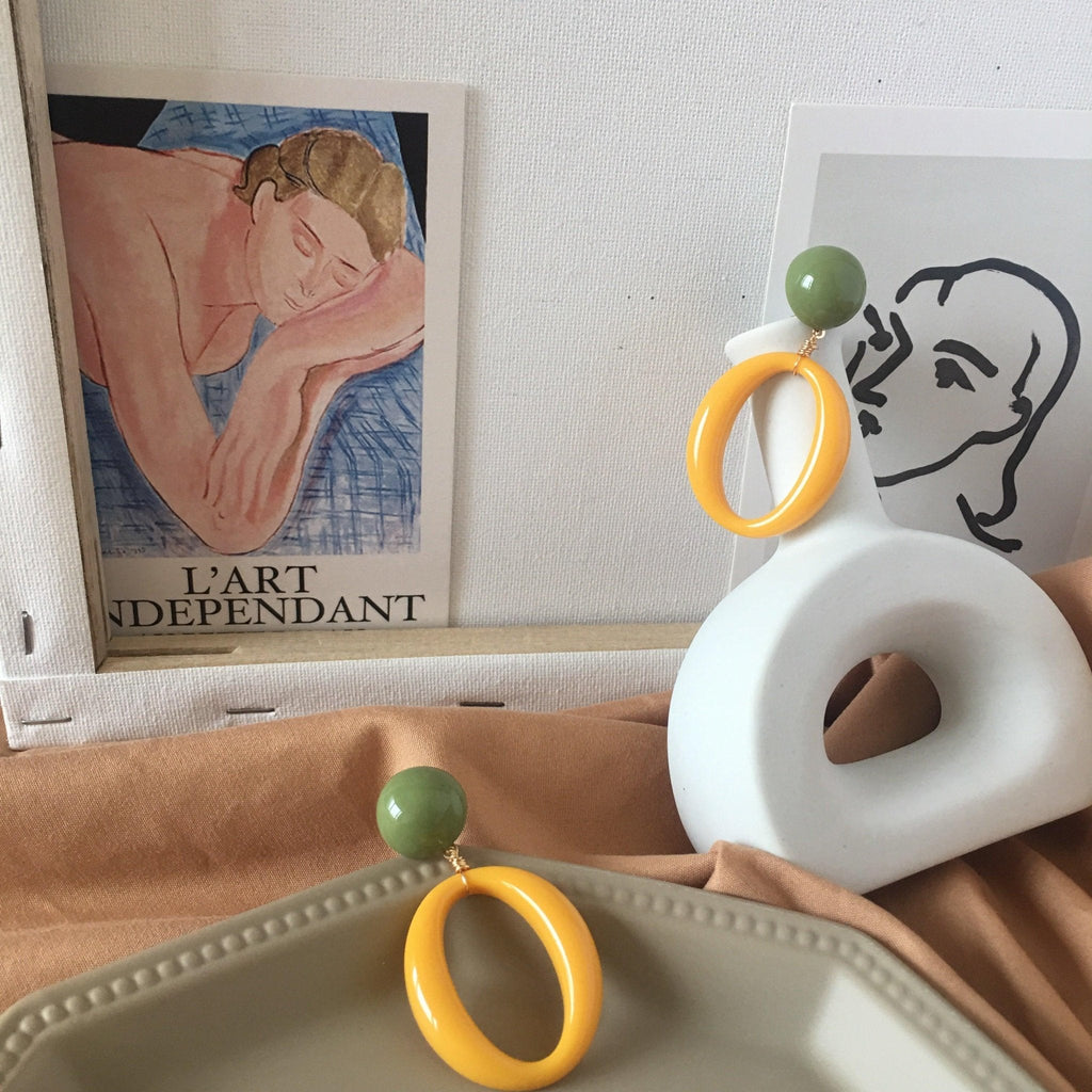 [Ausverkauf] Gelbe Geometrie Ohrringe