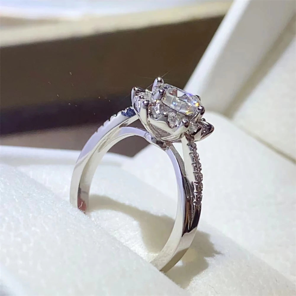 Echte Moissanite-Ring für Frauen, GRA-zertifiziert, D-Farbe VVS1-Labordiamant, 925er Silber, Verlobungs- und Hochzeitsband-Schmuck