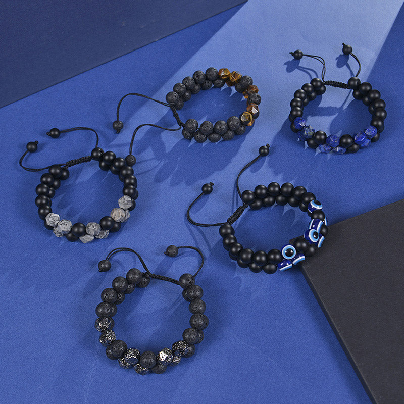 Schwarzer Onyx Evil Eye Protection Armband