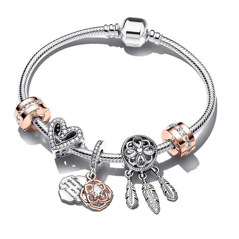Trendy Romantische 2021 Silber Farbe Charm Armband mit Glückliche Familie Strang Marke Armband für Frauen DIY Schmuck Machen