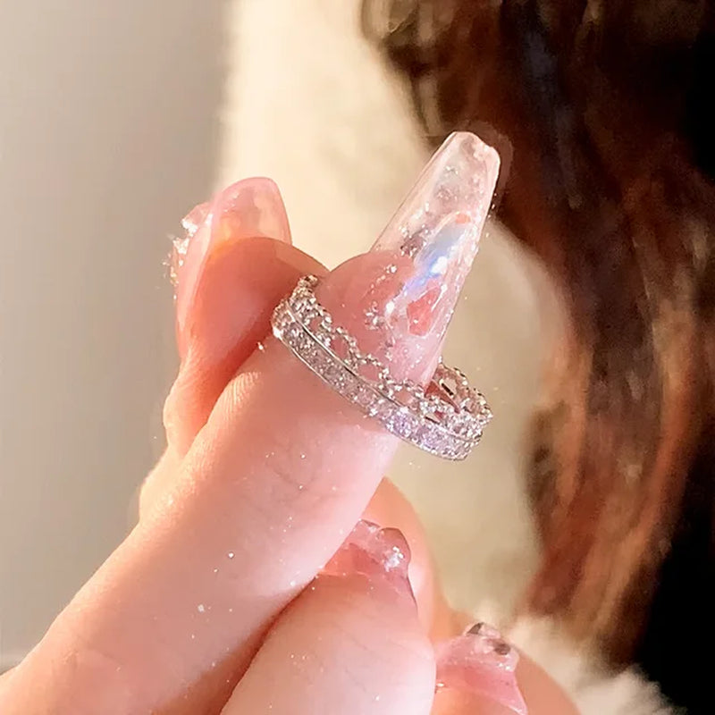 Rosa Liebe Herz Ringe für Frauen Öffnung Persönlichkeit Dorn Finger Ring Mode Süße Mädchen Schmuck Hochzeit Party Zubehör 2023