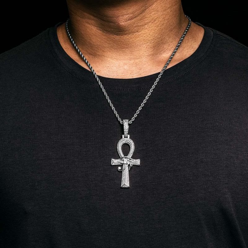 Auge Des Horus Ankh -Anhängers In Weißgoldenkette