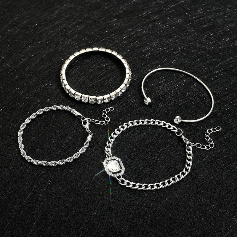 4Pcs Twist Imitation Edelsteinarmband Set