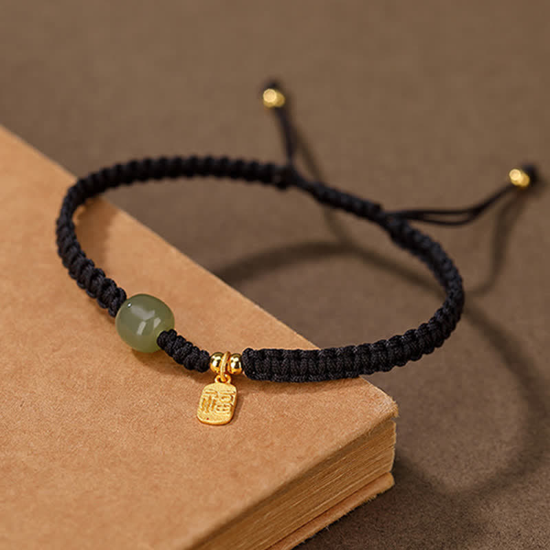 Chavri 925 Sterling Silber Hetian Jade Segen Reichtum rote Schnur Armband