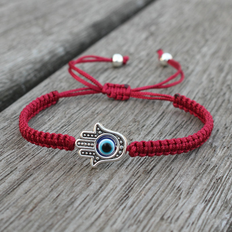 Handgefertigtes Chavri-Armband mit Hamsa-Symbol, Schutz und Glück