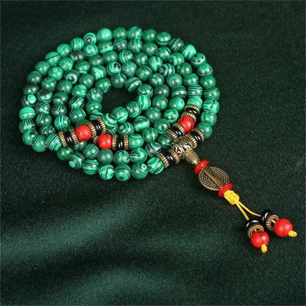 Chavri tibetische 108 Mala Malachit Perlen Armband Halskette