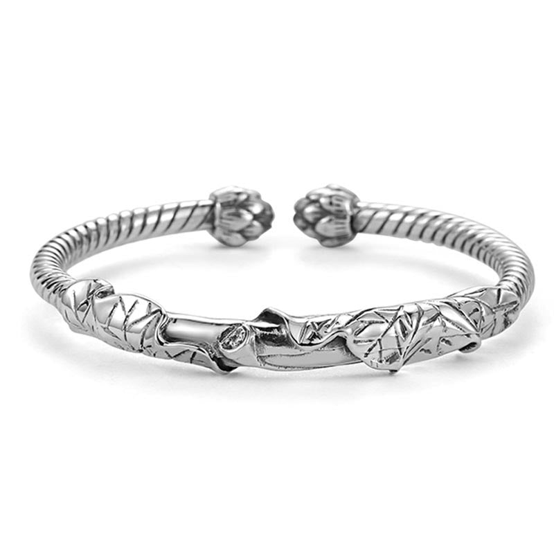 Chavri tibetisches Lotus-Armband aus weißem Kupfer