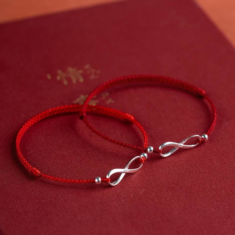 Chavri 925 Sterling Silber Endless Knot Protection Luck Red String Armband Fußkettchen