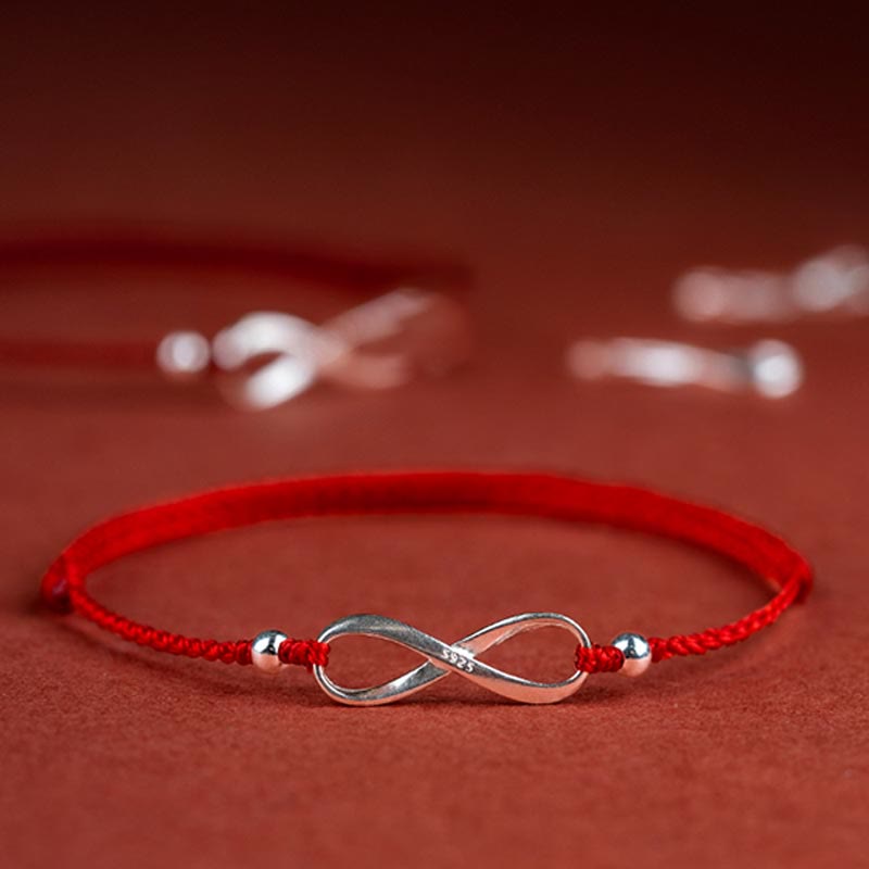 Chavri 925 Sterling Silber Endless Knot Protection Luck Red String Armband Fußkettchen