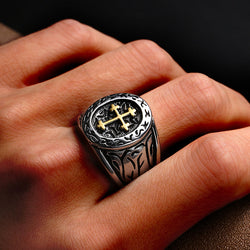 Frei Heute Männer Edelstahl Mittelalterlicher Kreuz Signet Ring