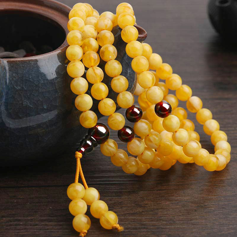 108 Perlen Naturbernstein Roter Achat Balance Armband Mala