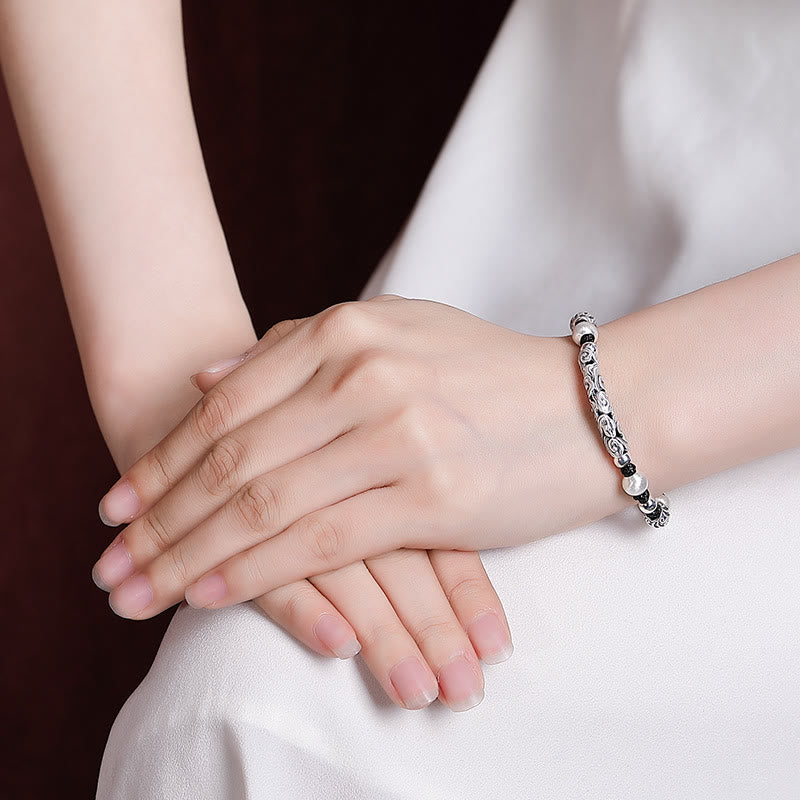 Chavri Tibet handgefertigtes Kupfer 999 Sterling Silber Glückswolken-Reichtum-Schnur-Armband