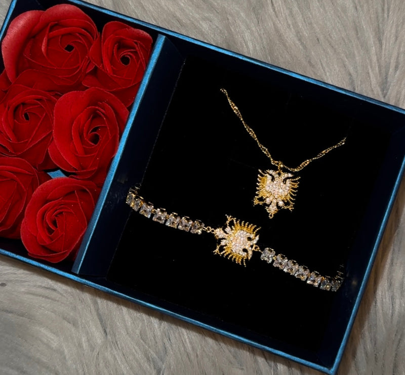 Länder Wappen Kette | Armband | Halskette | 18 Karat Vergoldung | Set