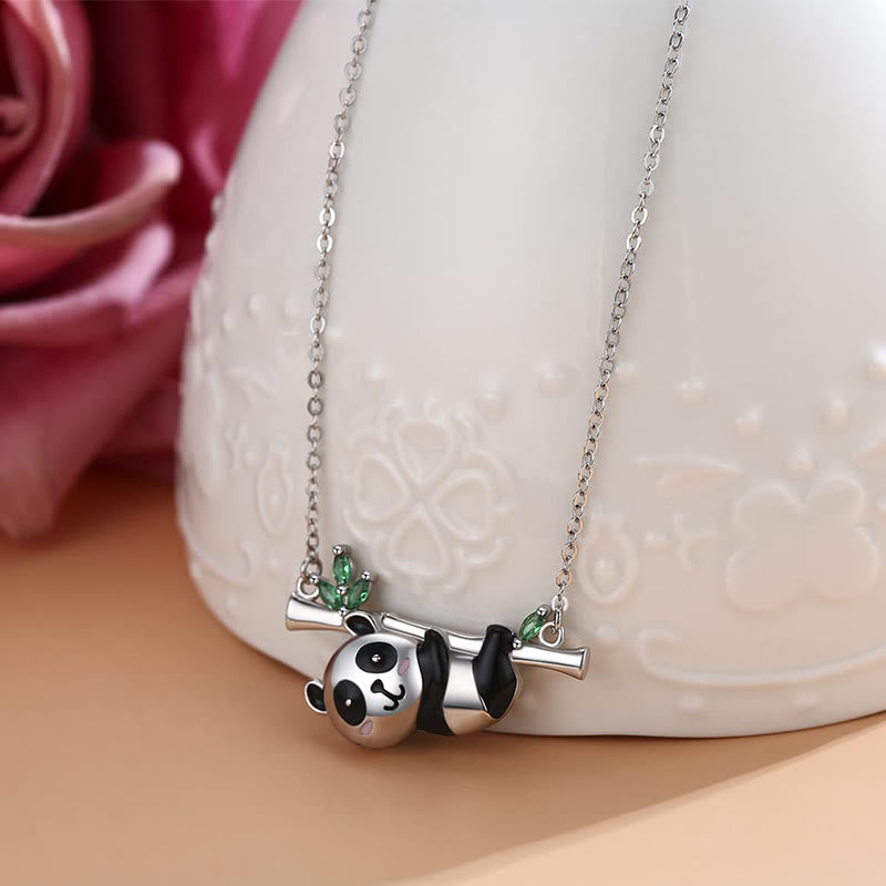 Glück Und Liebe Süße Panda -Blatt -Halskette
