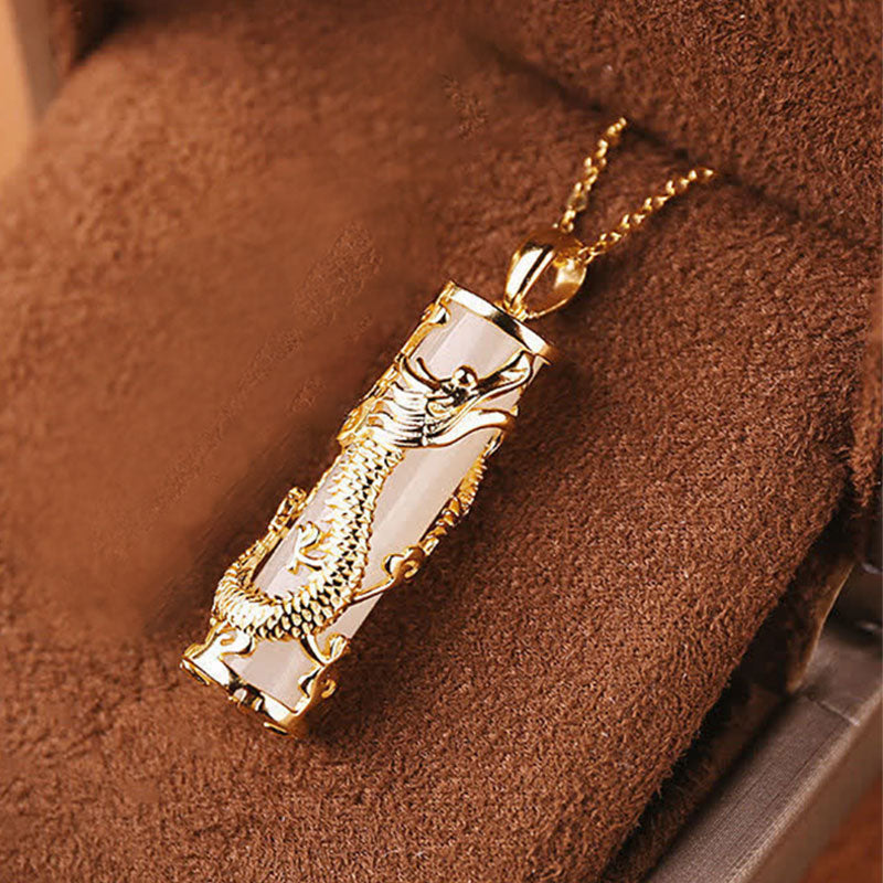 Chavri Jade Drache Phönix Kupfer Segen Harmonie Halskette Anhänger