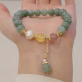 Buddha Stones Jade Perle Erdbeerquarz Fülle Glücksperlen Charm-Armband
